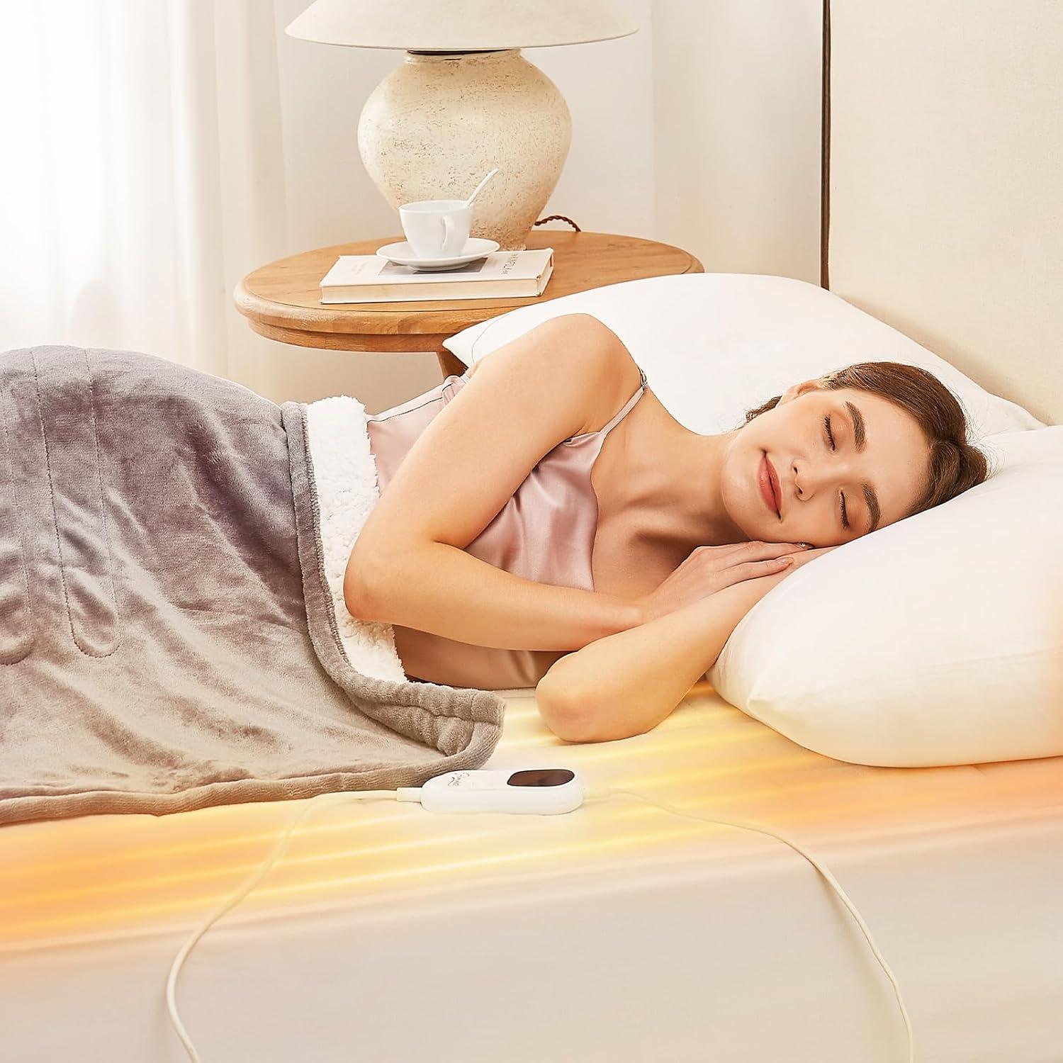 Homemate King Size Heated Mattress Pad, Coral Fleece, 5 Heated Settings, Dual Controller, 10 Hours Auto Off, 21 Inches Maximum Length, 80"x78"