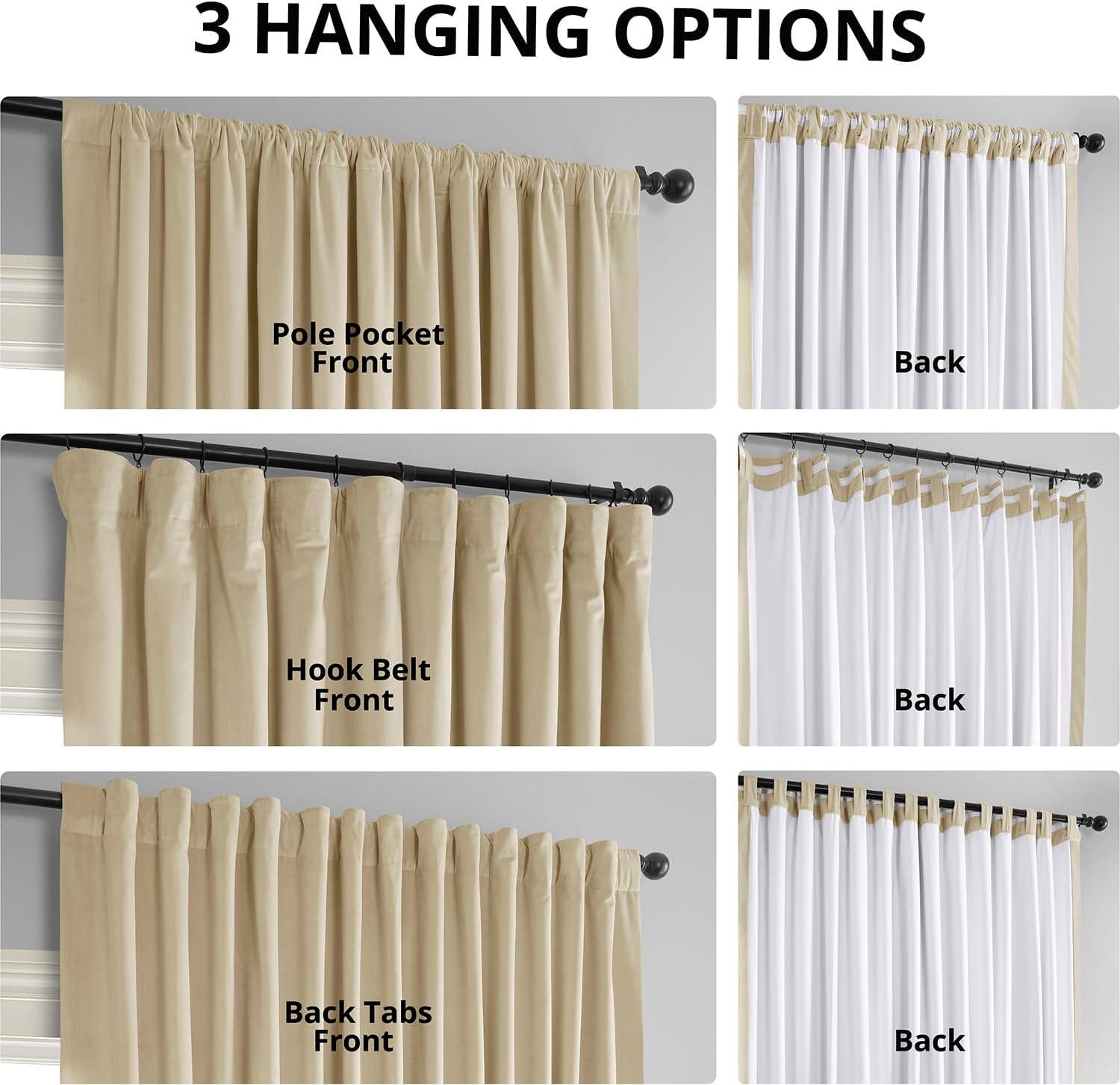 Exclusive Fabrics  Signature Extra Wide Blackout Velvet Curtains (1 Panel) - Luxurious Blackout Drapes Neutral Ground 100 x 84 84 Inches