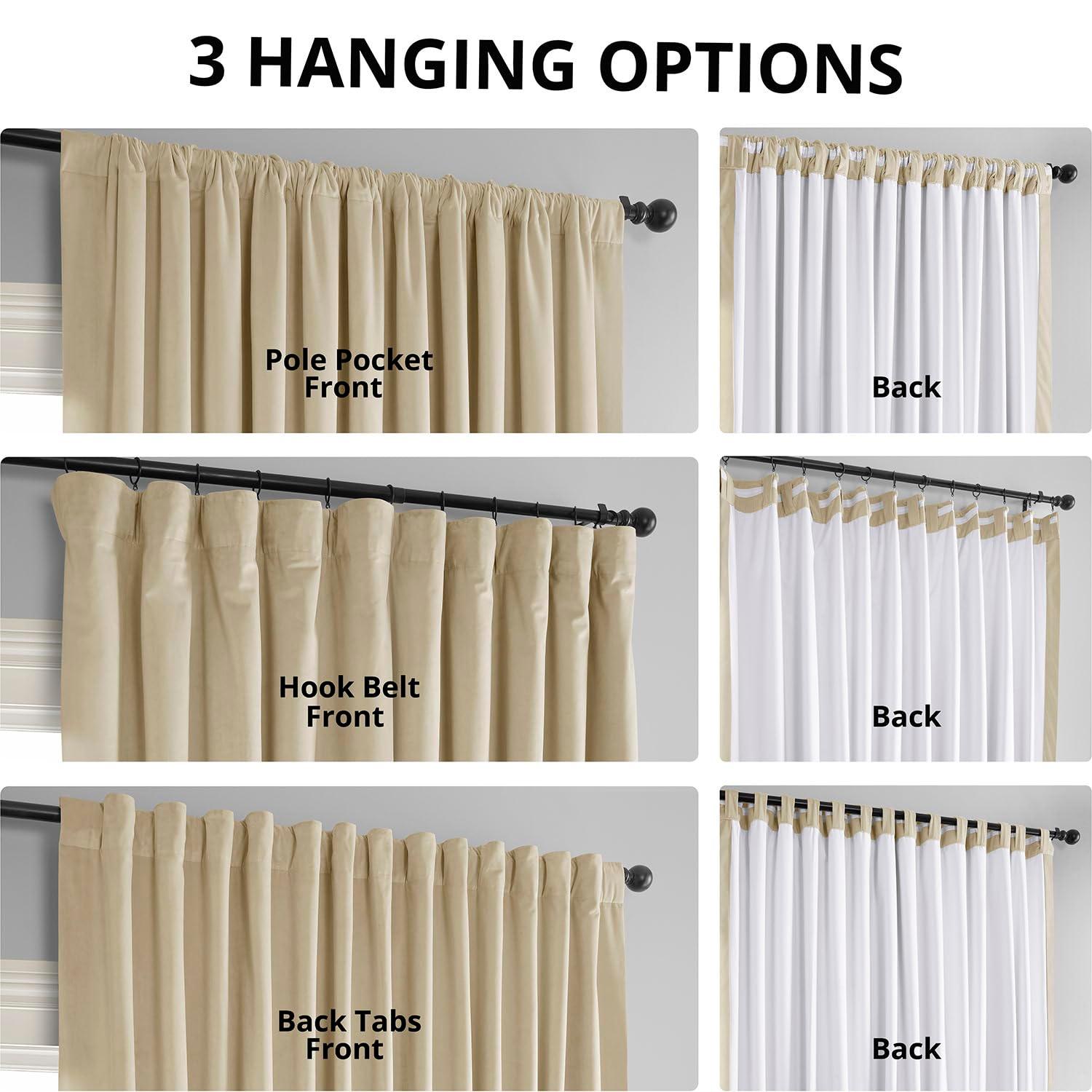 Exclusive Fabrics  Signature Extra Wide Blackout Velvet Curtains (1 Panel) - Luxurious Blackout Drapes Neutral Ground 100 x 84 84 Inches