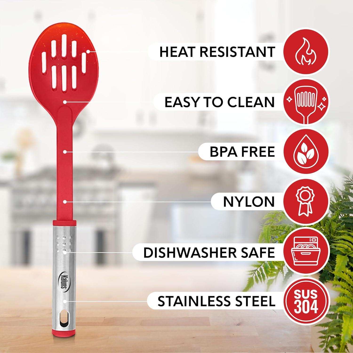 Red Nylon and Stainless Steel 10-Piece Cooking Utensil Set