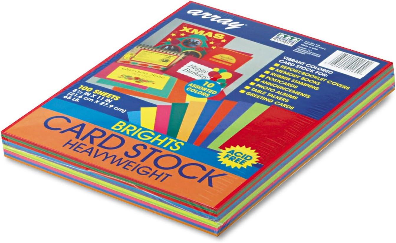 Pacon Array 65 lb. Cardstock Paper 8.5" x 11" Assorted Colors 100 Sheets/Pack (101169) P101169