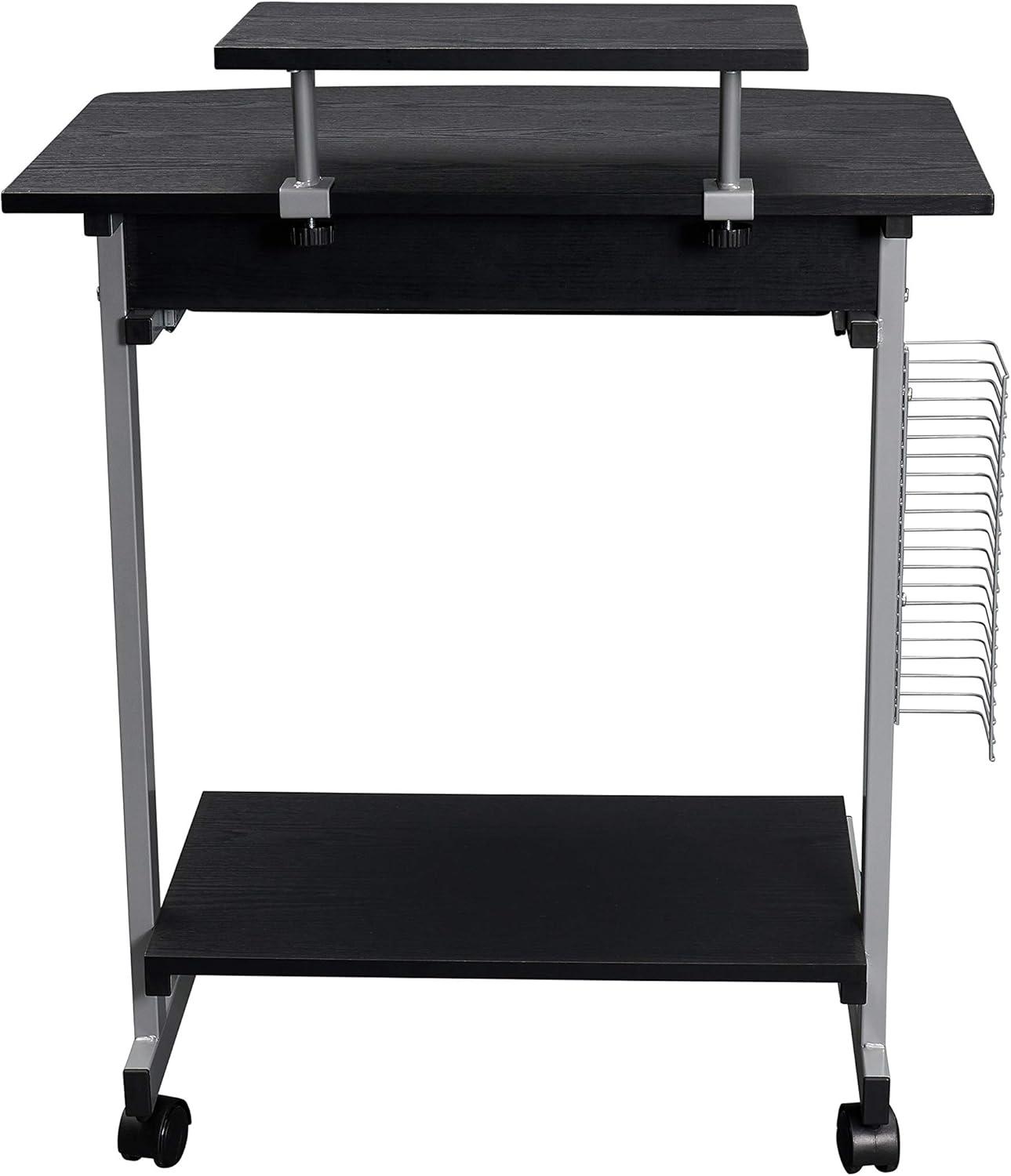 Espresso Compact Workstation Cart with Slide-Out Keyboard Tray