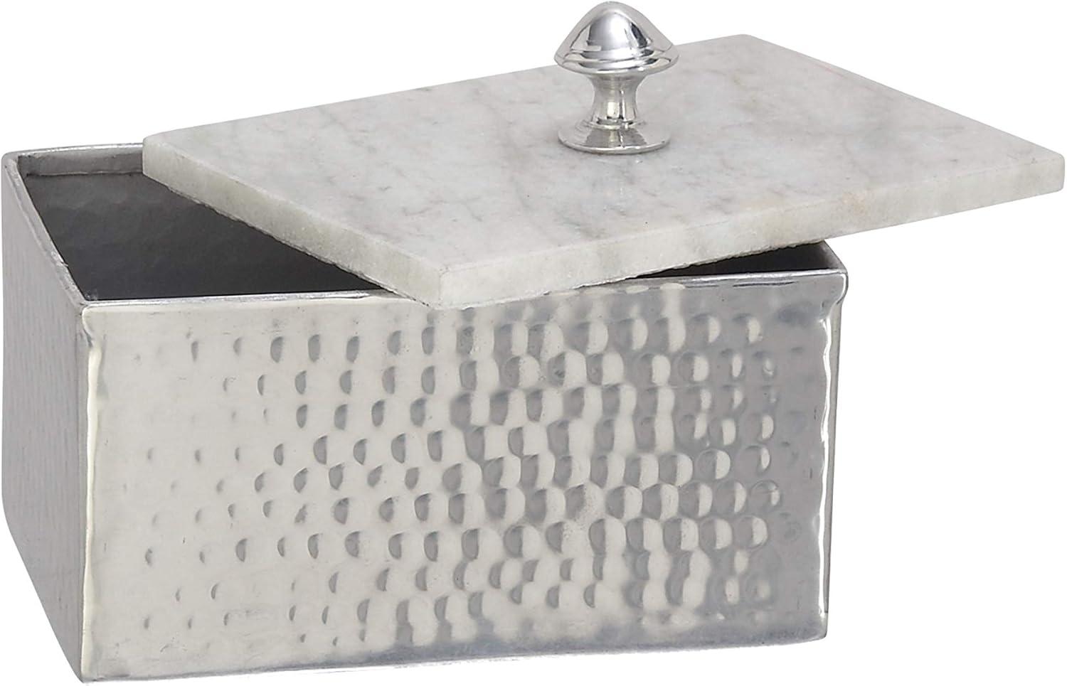 DecMode Gray Marble Decorative Jewelry Box with Marble Lid