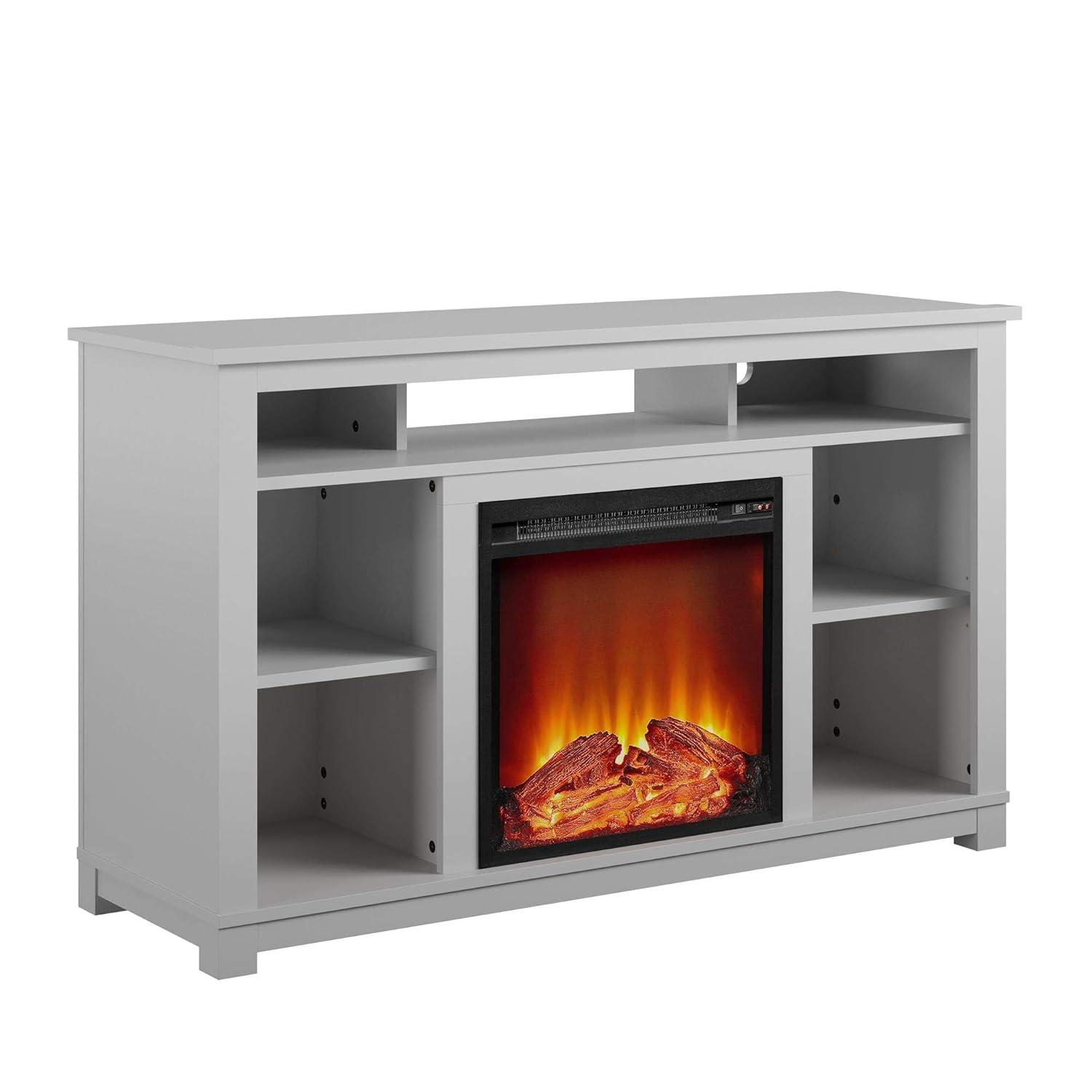 Dove Gray 55" Laminated MDF Fireplace TV Stand with LED Flame