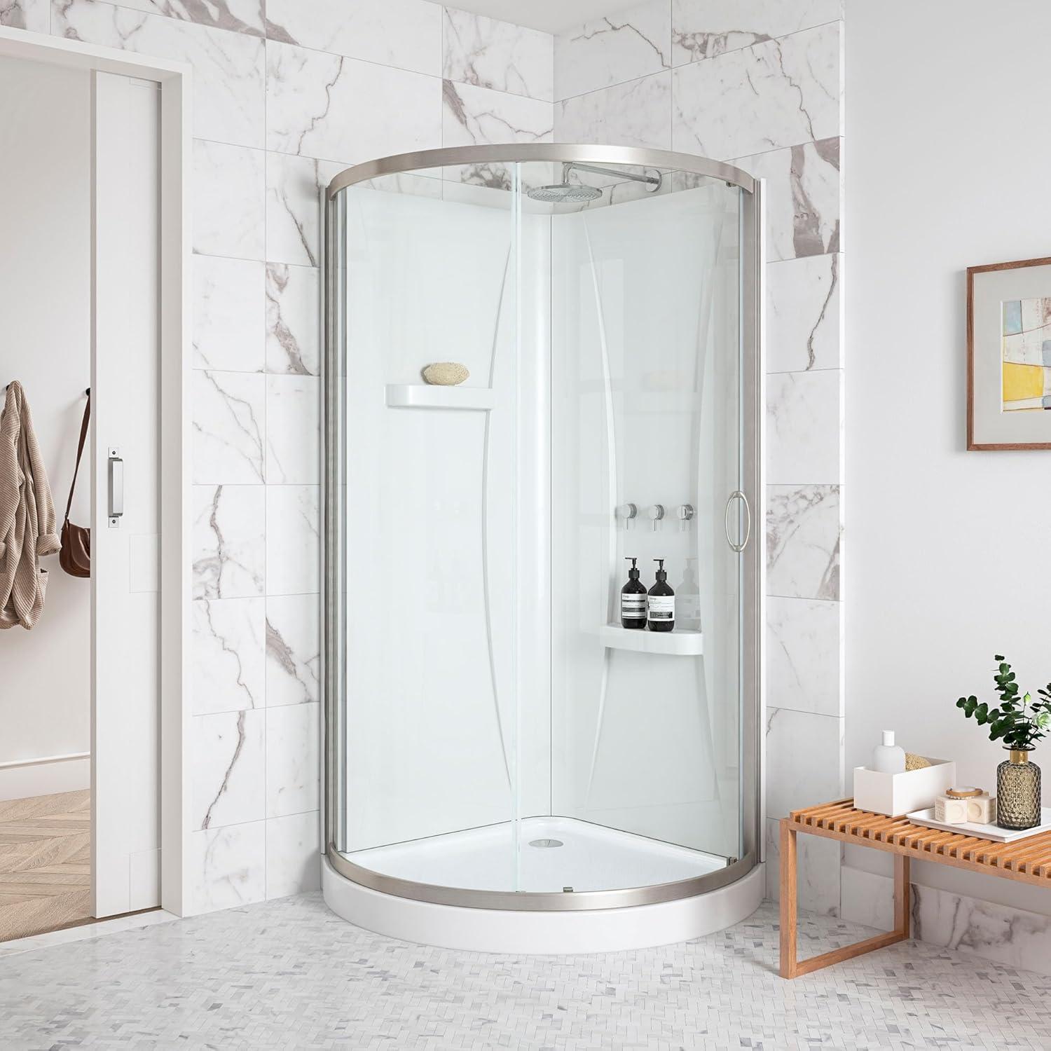 Breeze 38 in. Corner Shower Kit with Clear Glass Panels, Walls and Base included