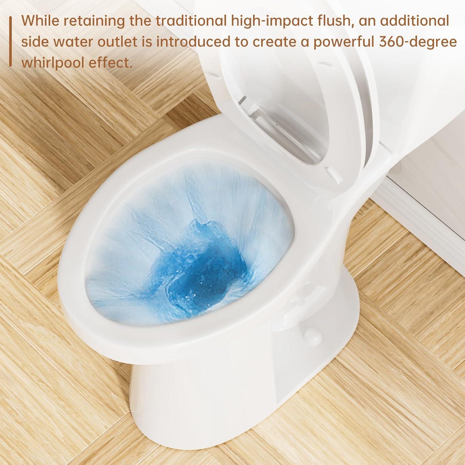 Traditional 21-inch Height Extra Tall Toilet for Bathrooms, Elongated Toilet Seat