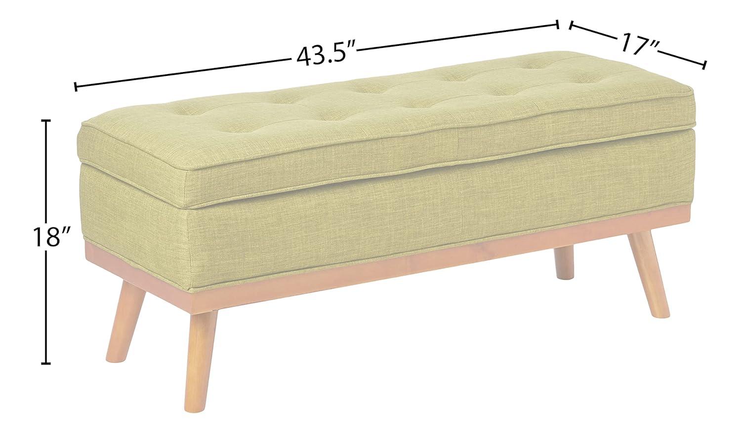 Katheryn Storage Bench Green - OSP Home Furnishings: Mid-Century Modern Ottoman, Plywood Frame, Polyester Upholstery