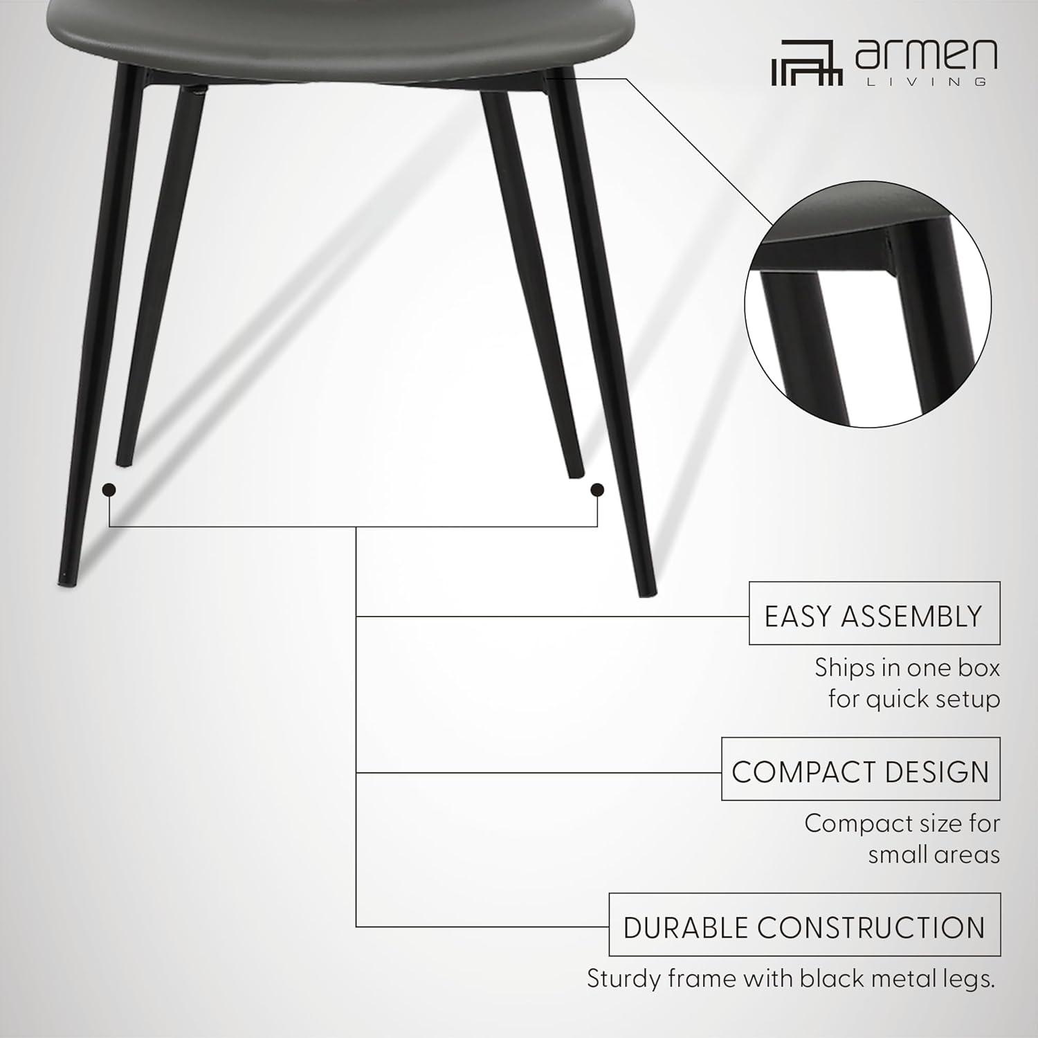 Monte Contemporary Dining Chair Faux Leather with Black Powder Coated Metal Legs - Armen Living