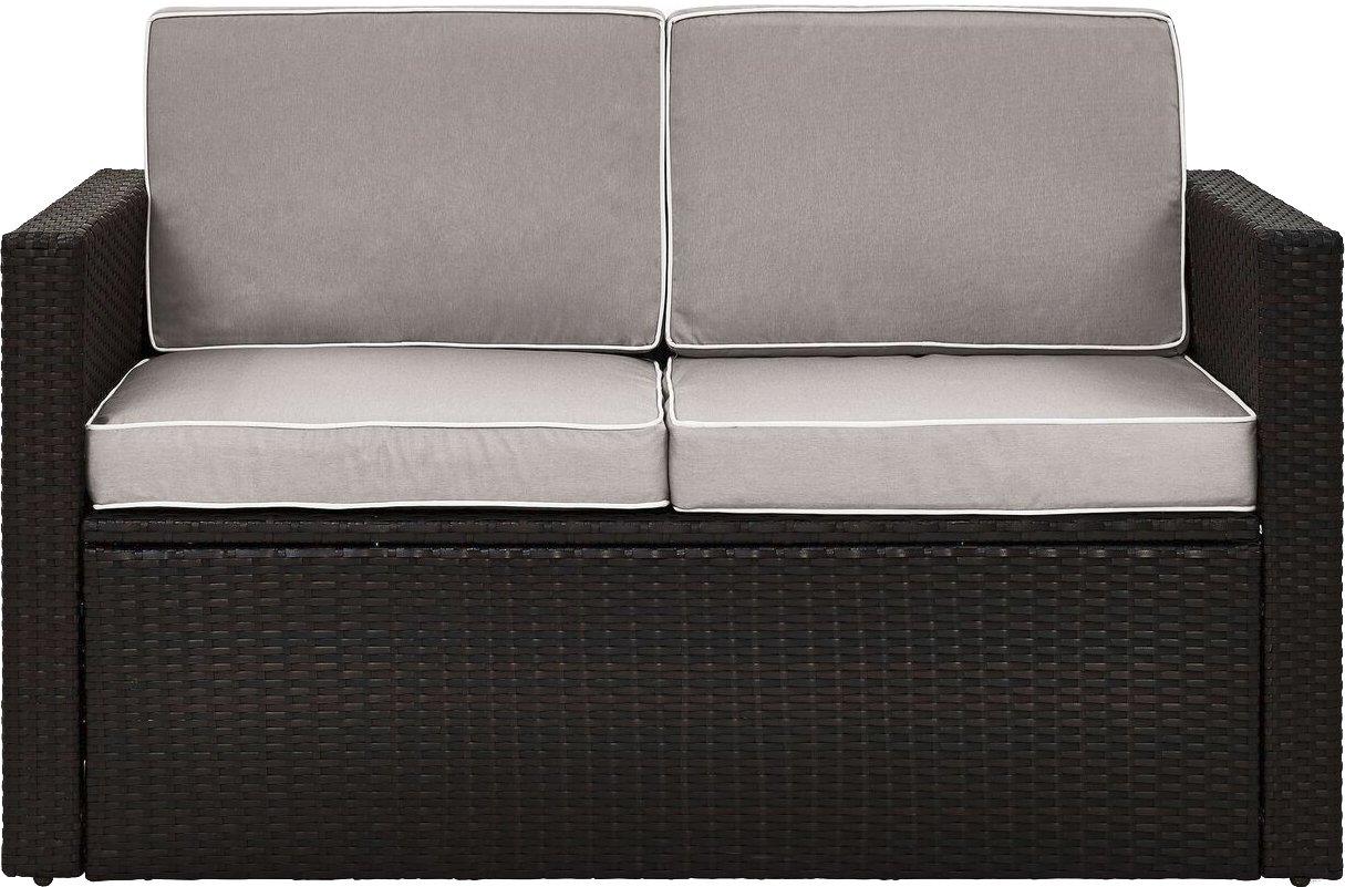 Palm Harbor 2pc Outdoor Wicker Seating Set with Gray Cushions - Two Outdoor Wicker Chairs - Crosley