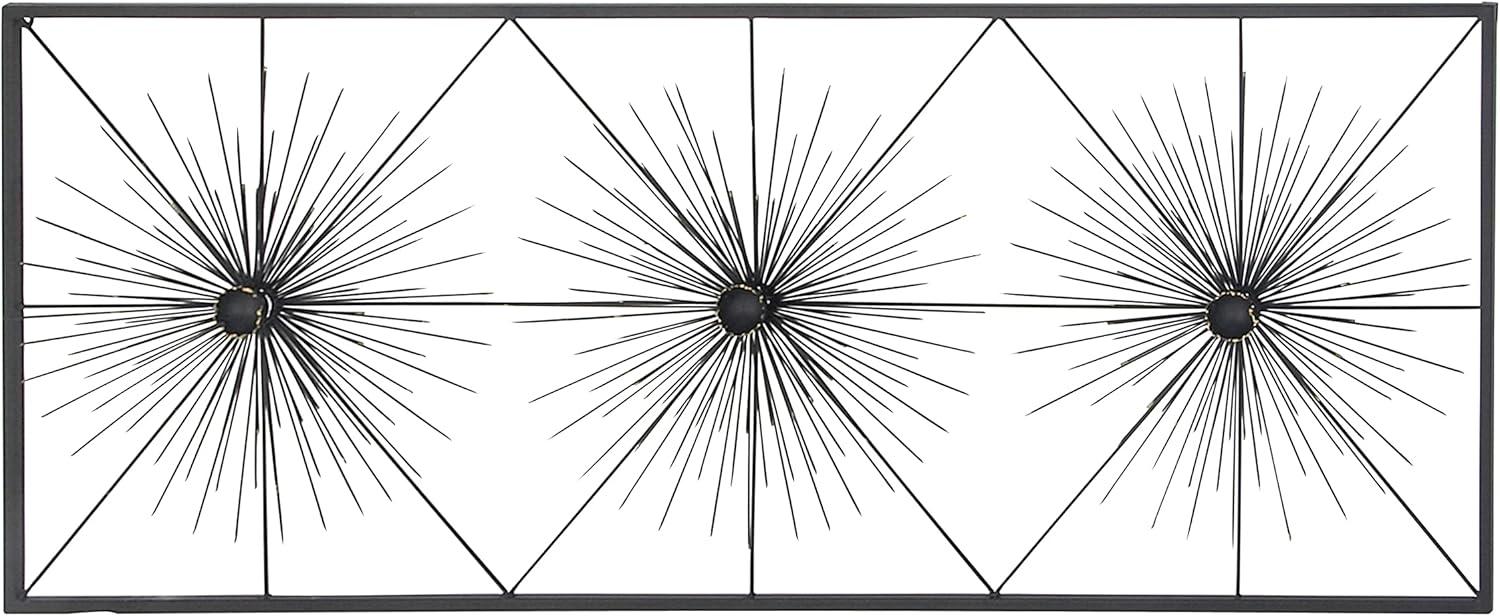 DecMode Black Metal Sea Urchin Starburst Wall Decor with Black Frame