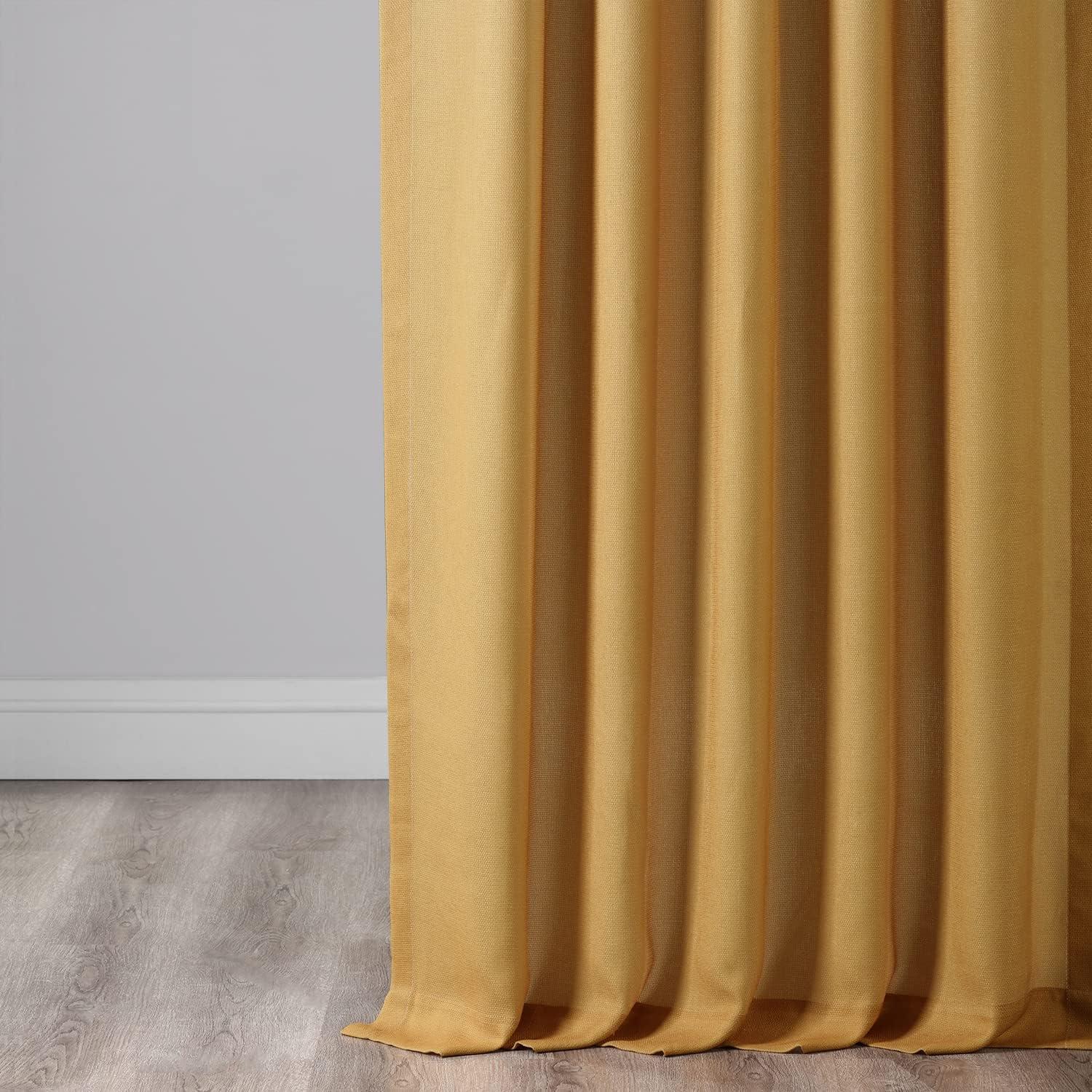 Ombre Gold Faux Linen Sheer Curtain (1 Panel), Ombre Gold, 50W X 84L