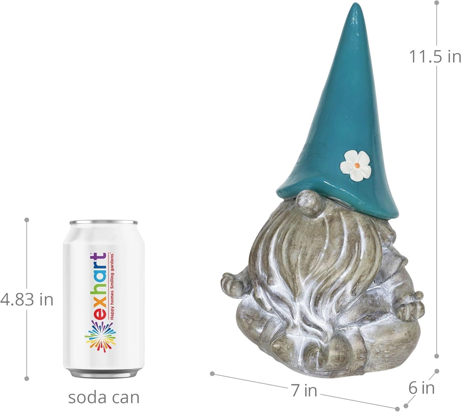 Exhart Exhart Good Time Solar Gnamaste Meditating Gnome Statue, 11 Inch