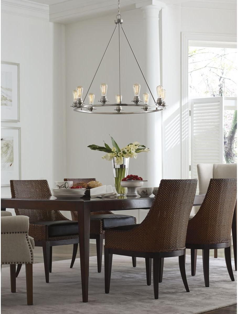 Elegant Brushed Nickel 9-Light Circular Chandelier with Adjustable Chain