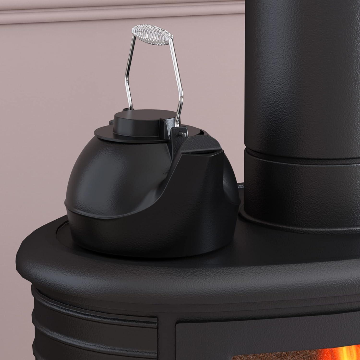 Stove Humidifier, Humidifying Iron Kettle, Wood Stove Kettle, Cast Iron, Chrome Handle
