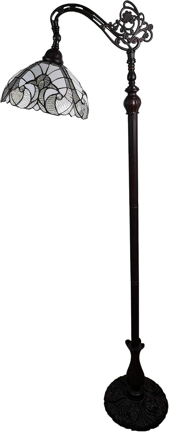 Amora Lighting Tiffany Style White Reading Floor Lamp 62" High
