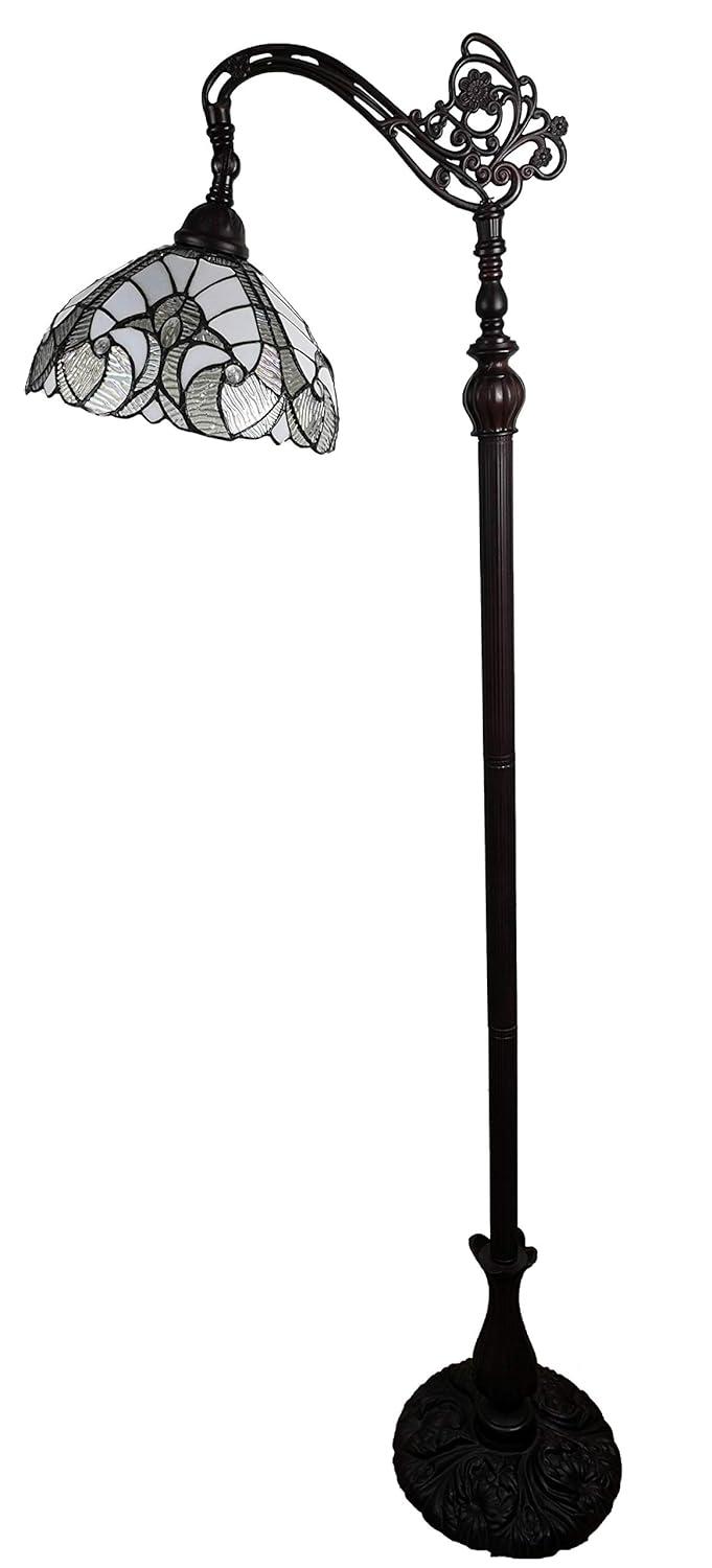 Amora Lighting Tiffany Style White Reading Floor Lamp 62" High