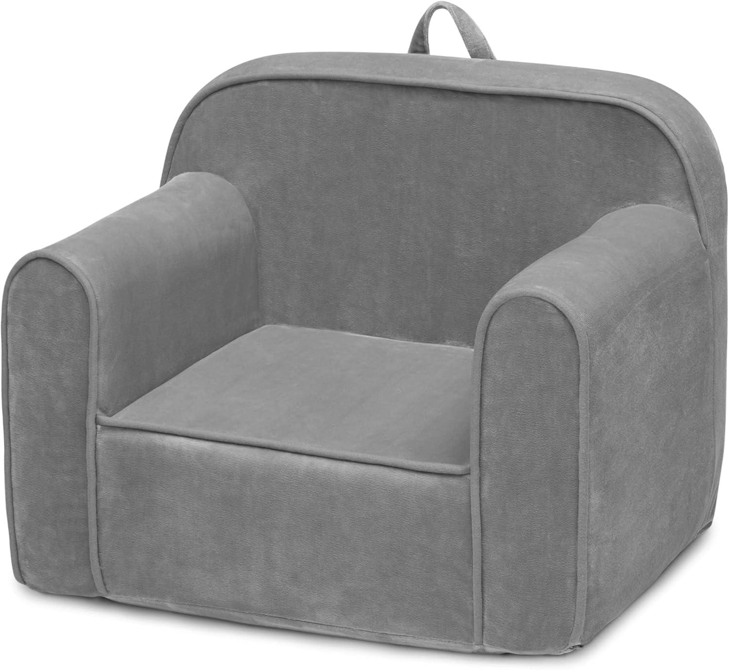 Delta Children Cozee Chair for Kids for Ages 18 Months and Up, Grey Mink Velvet