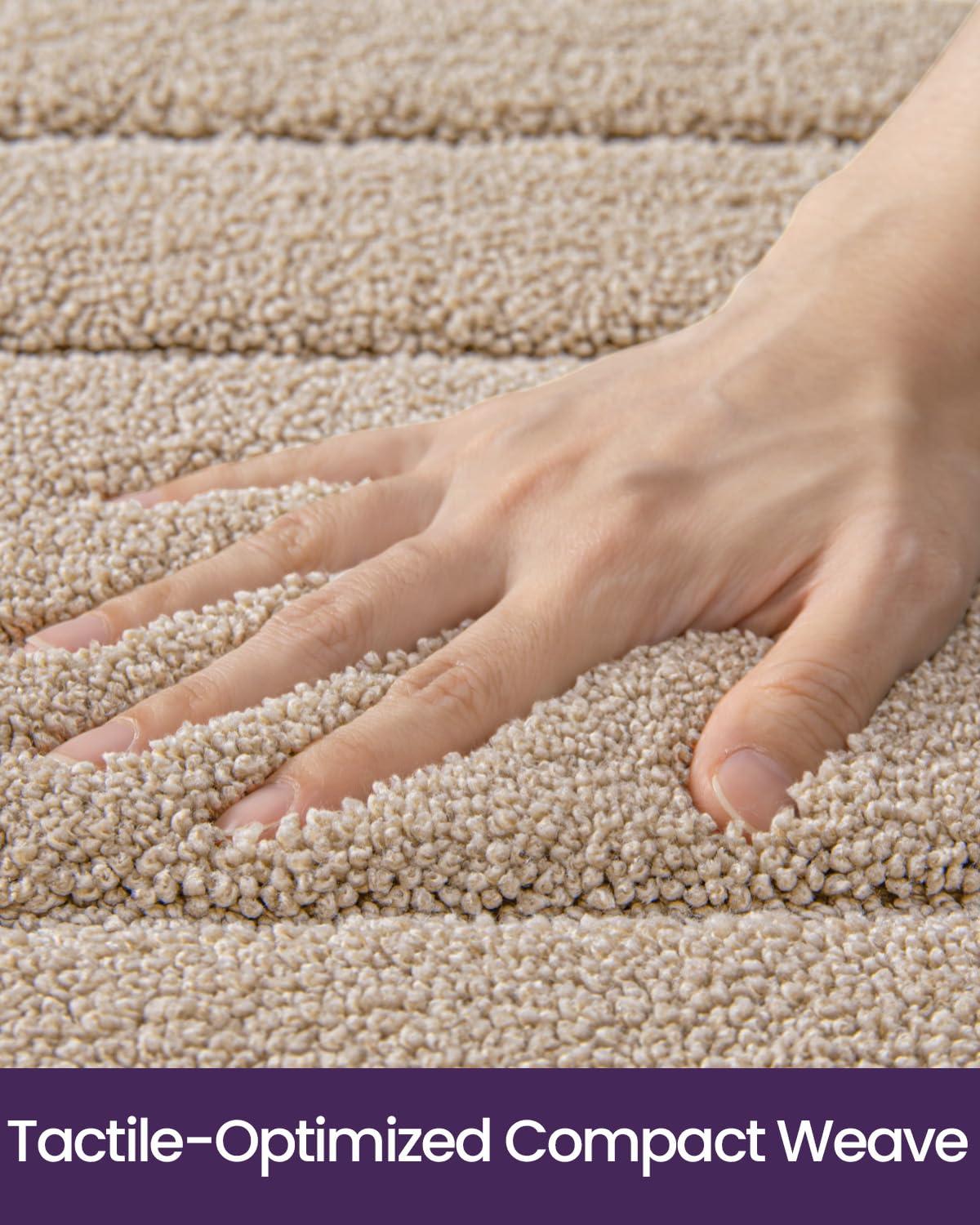 Smiry Microfiber Bathroom Rugs, 16"x24" Soft and Absorbent Bath Rugs, Non-Slip Machine Wash bath mats, Beige