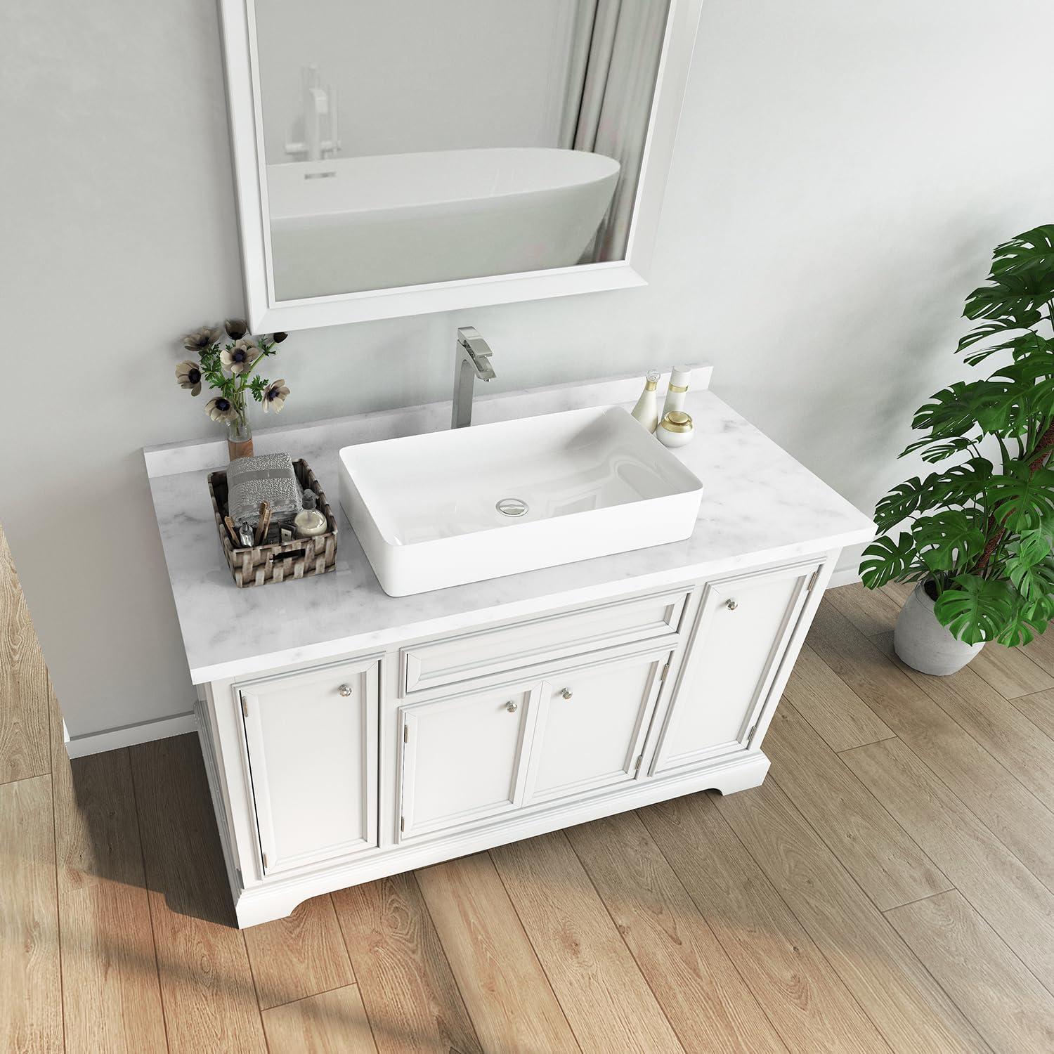 24'' White Gloss Ceramic Rectangular Above-Counter Sink