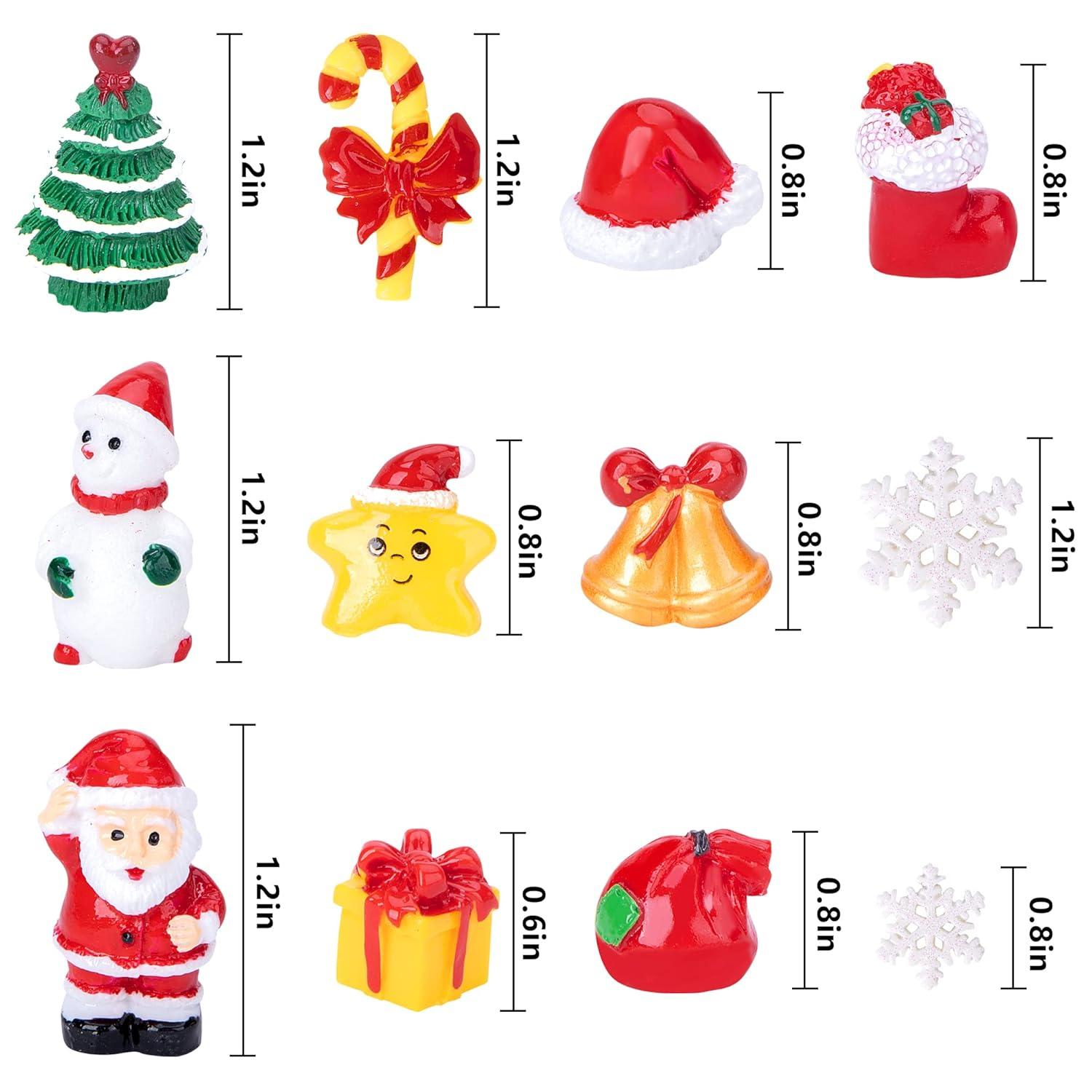 37 Pcs Mini Resin Christmas Ornaments - Mini Christmas Theme Resin Miniature Pendant Decoration DIY Kit