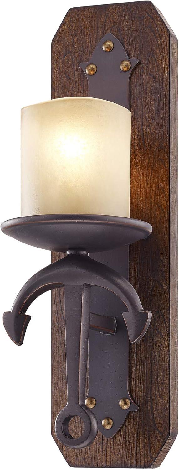 Olde Bronze Nautical Anchor Wall Sconce with Satin Glass