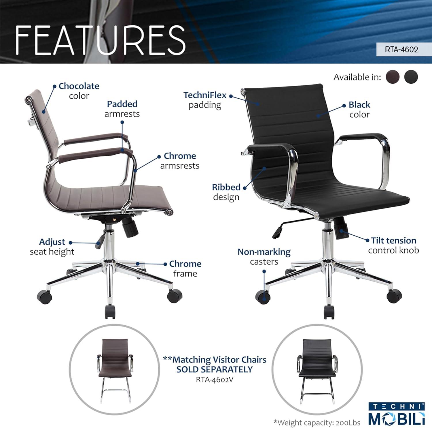 Modern Medium Back Executive Office Chair - Techni Mobili