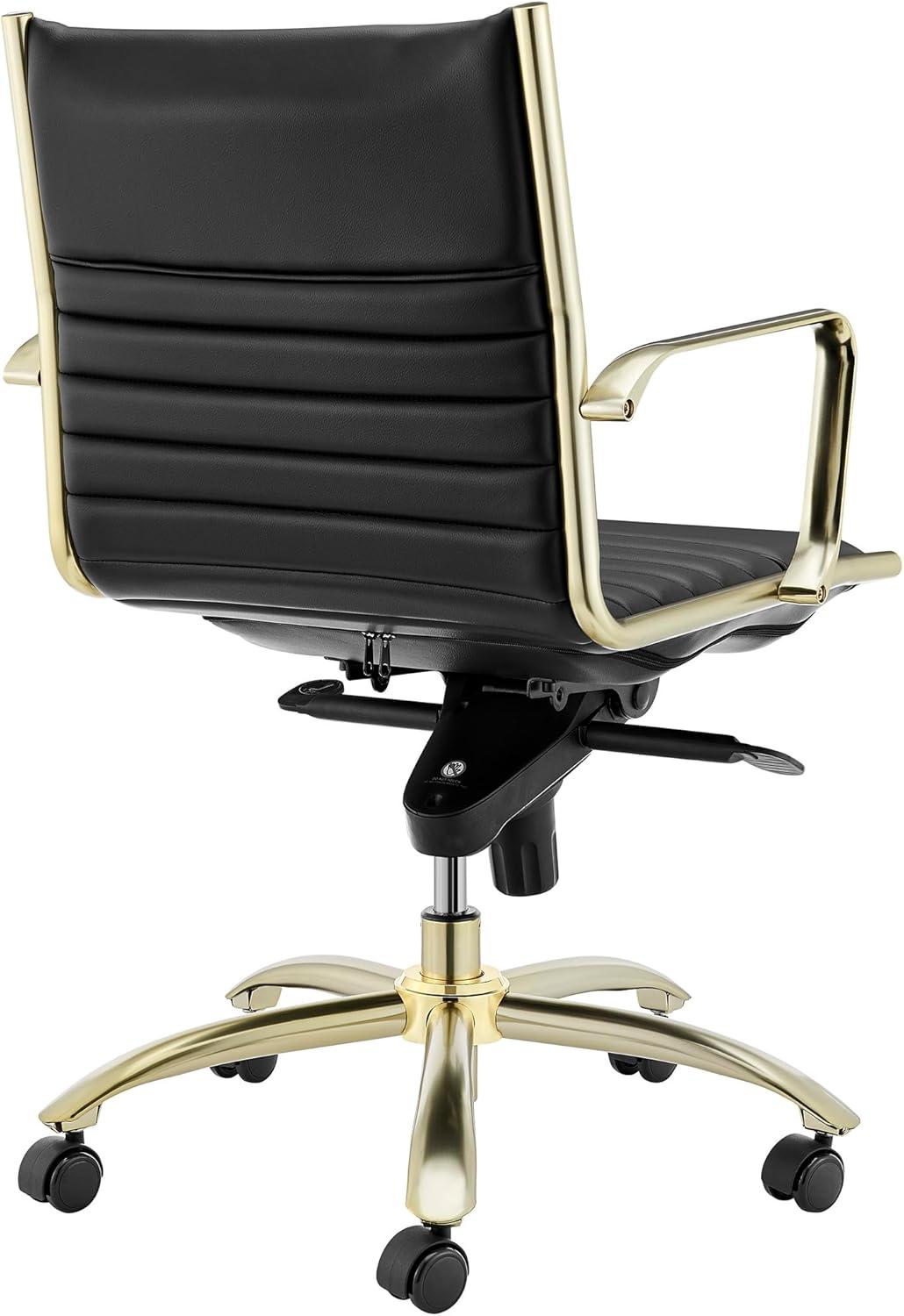 Dirk High Back Swivel Leather Task Chair in Black & Gold