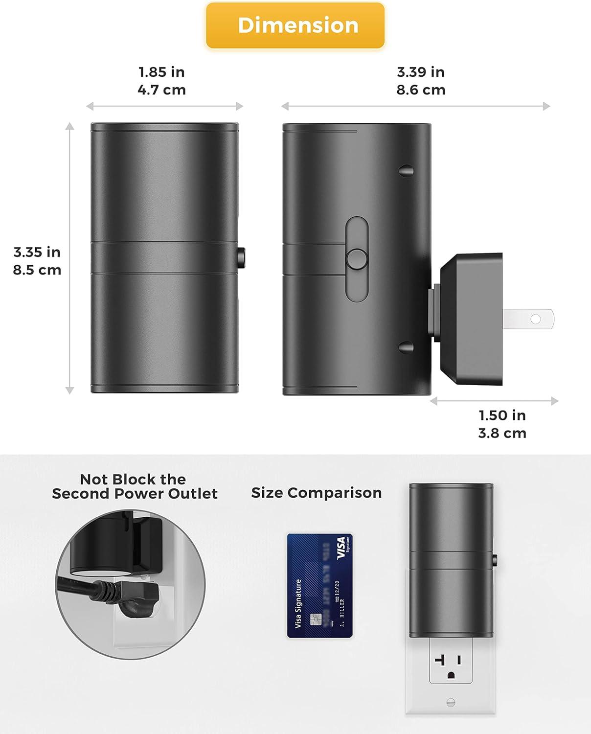 UNIVERSAL WINDOW SOLUTIONS Night Light, Bright Night Light, Night Lights Plug Into Wall, 5000K Daylight White, Dimmable Night Lights With Light Sensor, Decorative Night Lights For Hallway Bathroom Kitchen, 2 Pack