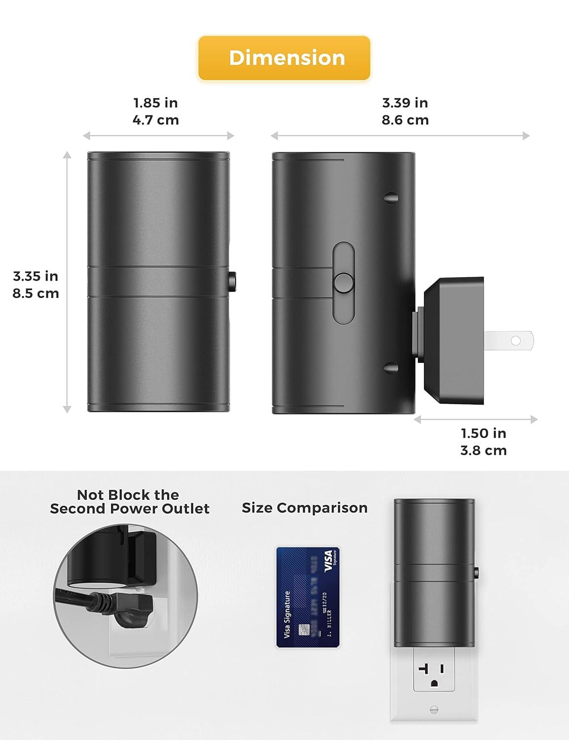 UNIVERSAL WINDOW SOLUTIONS Night Light, Bright Night Light, Night Lights Plug Into Wall, 5000K Daylight White, Dimmable Night Lights With Light Sensor, Decorative Night Lights For Hallway Bathroom Kitchen, 2 Pack