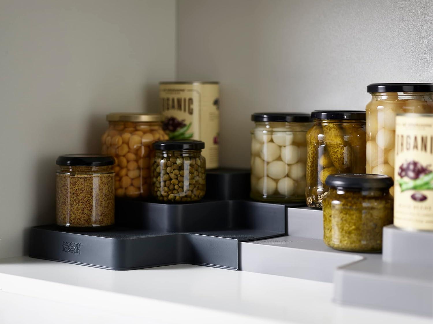 Expandable Gray Polypropylene 3-Tier Shelf Organizer for Cabinets
