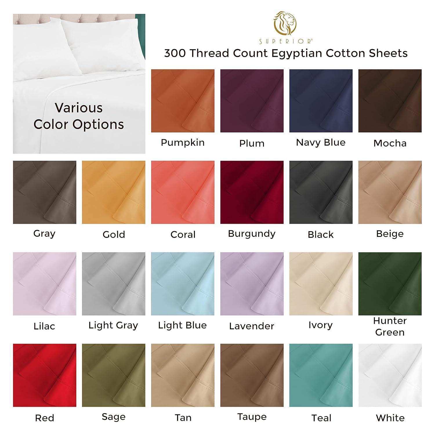 Superior 300 Thread Count Certified Egyptian Cotton Blend Solid Deep Pocket Bed Sheet Set