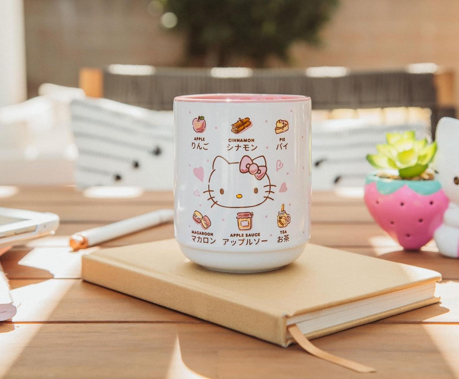 Silver Buffalo Sanrio Hello Kitty Apple Icons Ceramic Tea Cup | Holds 9 Ounces