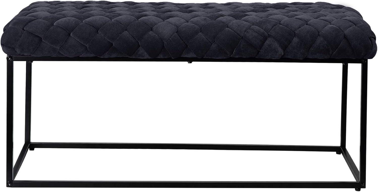 Loft Lyfe Lilah Black Velvet Bench - Upholstered, Hand Woven, Foam Filled
