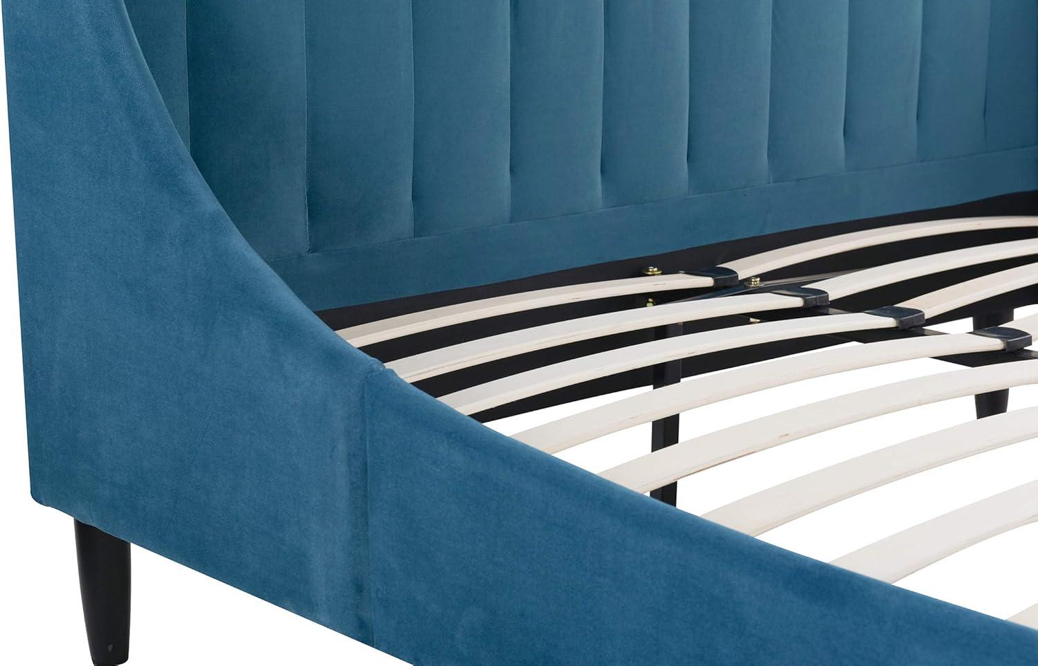 Sandy Wilson Home Aspen Tufted Headboard Platform Bed Queen Satin Teal Velvet