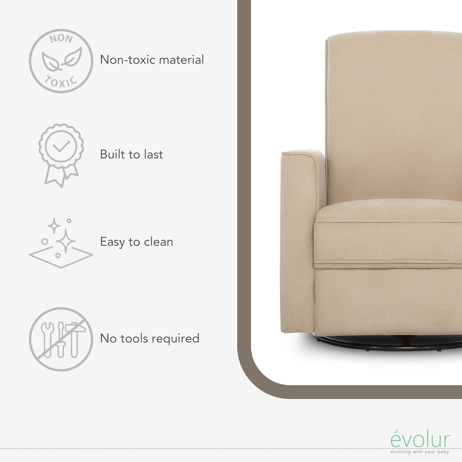 Evolur Greenguard Gold Certified Upholstered Swivel Reclining Glider