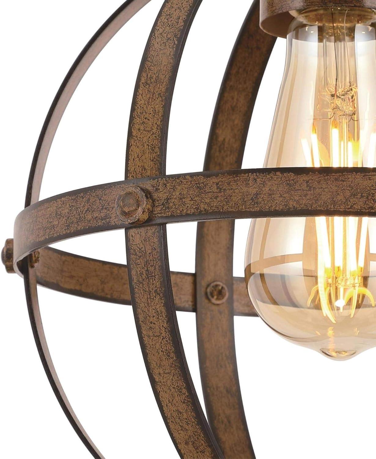 Stella Mira Barnwood Finish Vintage Globe Mini Pendant Light, Oil-Rubbed Bronze