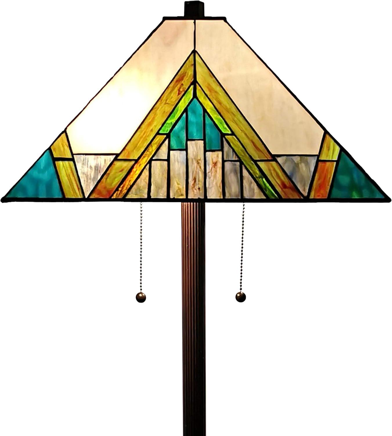 Tiffany Style 62" Bronze Stained Glass Mission Floor Lamp