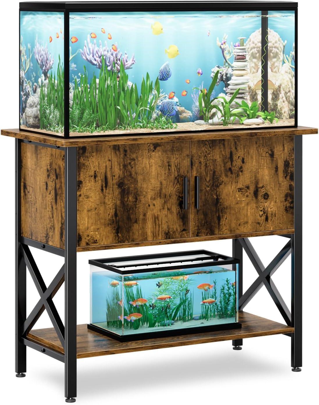 Tucker Murphy Pet™ Fish Tank Stand - 55-75 Gallon Wooden Aquarium Stand With Storage Cabinet For Fish Tank Accessories - 770 LBS Capacity, 51"X19.6"X35"H