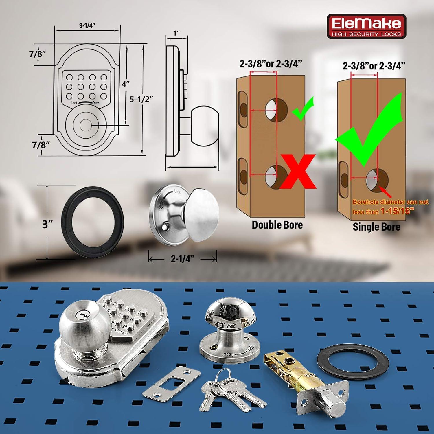 Keyless Entry Door Lock Deadbolt Keypad Mechanical Stainless Steel (Pass Code or Key) 100% Mechanical, No Electronic