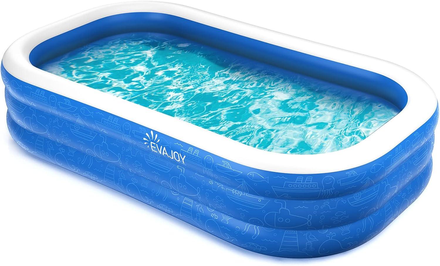 Large Blue Rectangular Inflatable PVC Swimming Pool