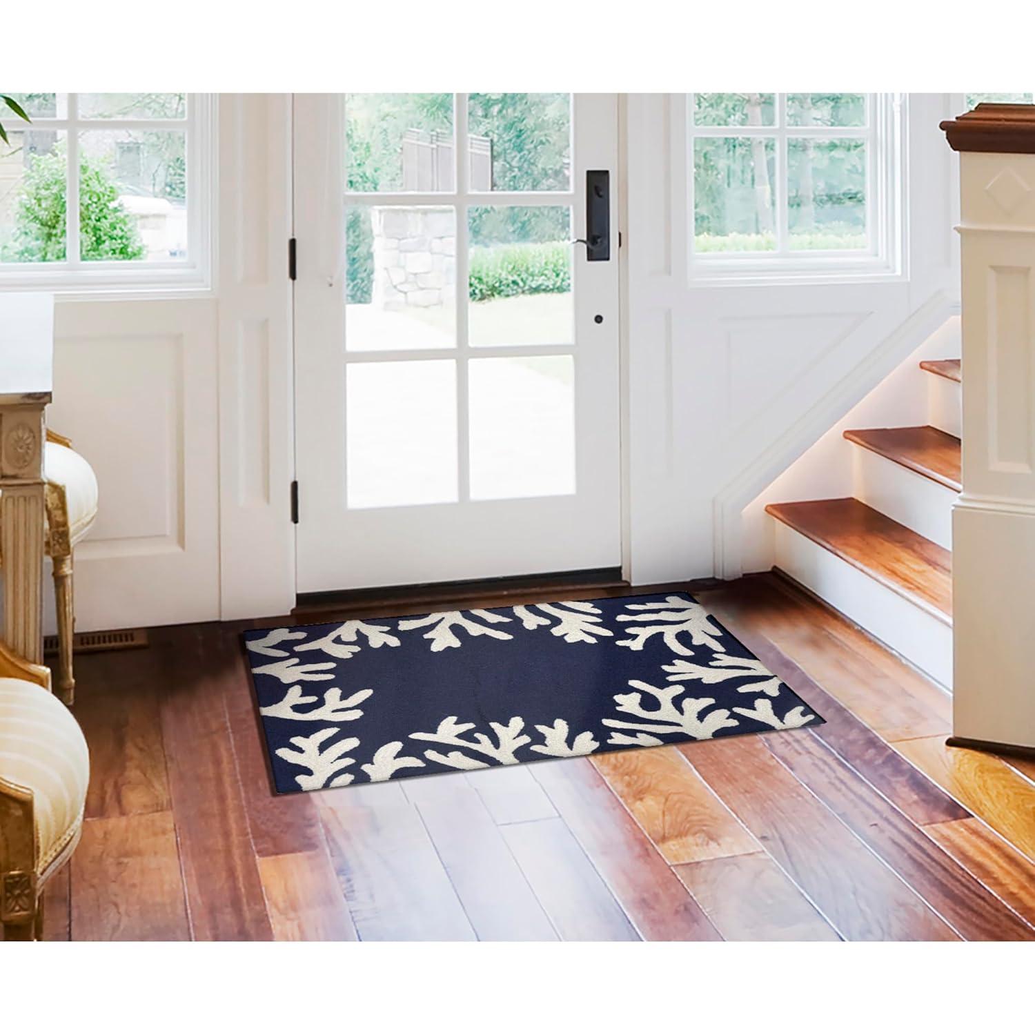 Liora Manne Capri Coral Border Indoor/Outdoor Rug Navy 2'6" x 4'