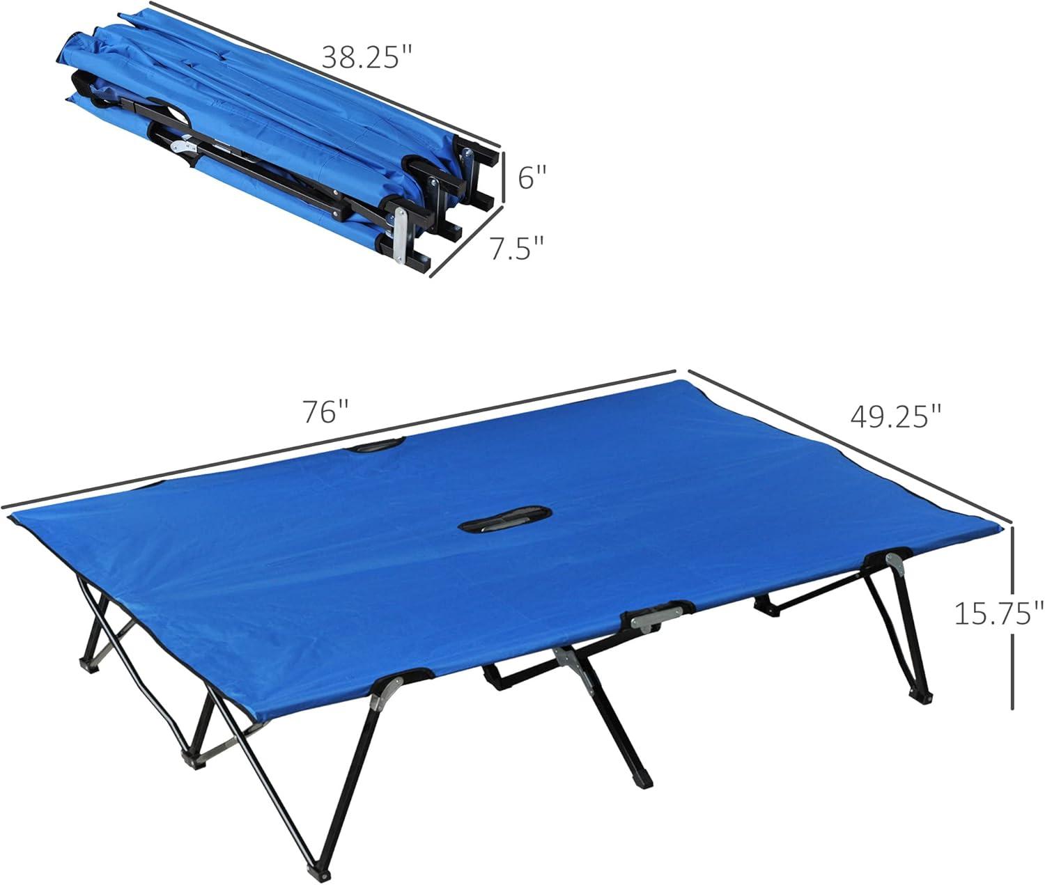 Outsunny 2 Person Folding Camping Cot, Portable Sleeping Cot with Carry Bag, Blue