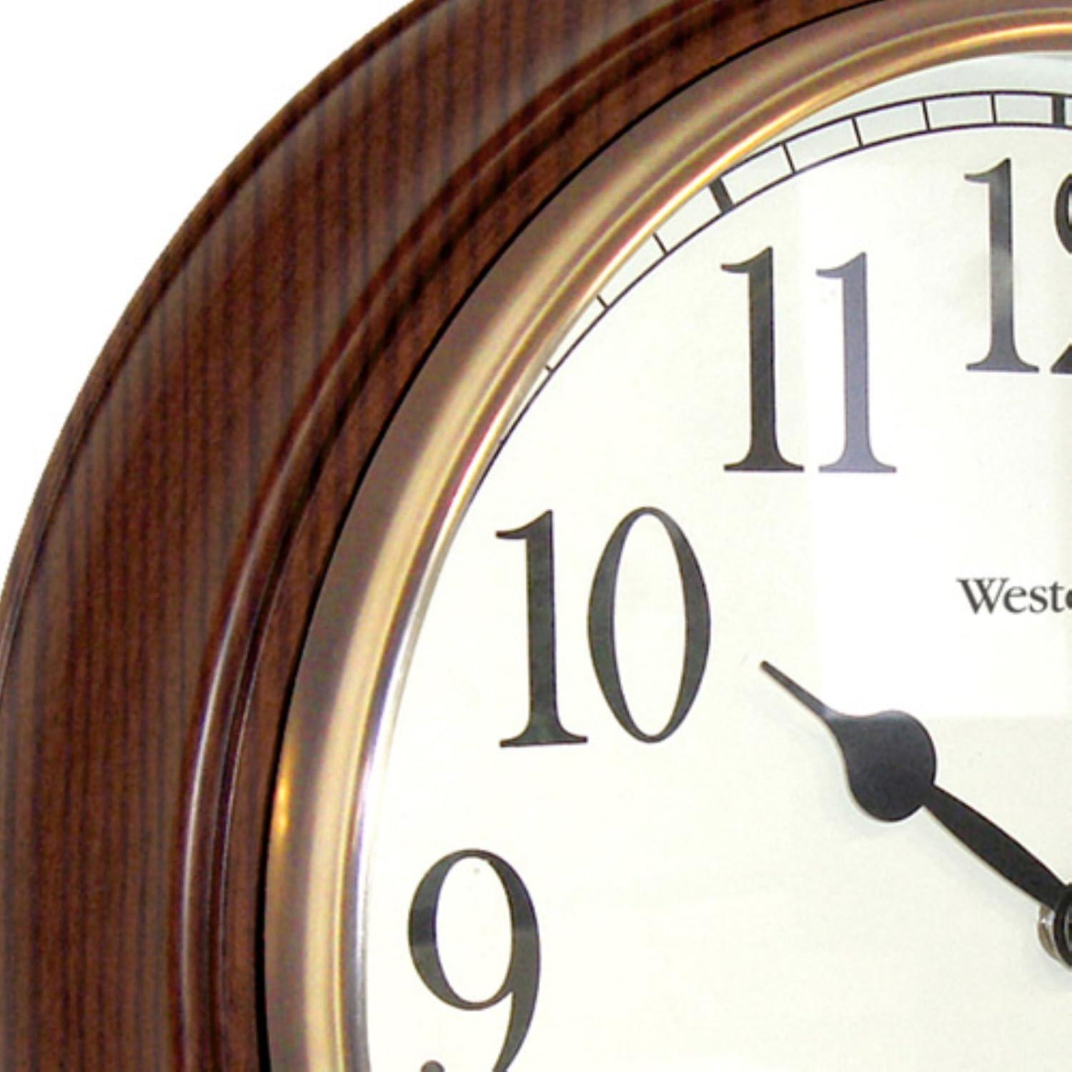 Westclox 15.5" Round Woodgrain Look Analog QA Wall Clock