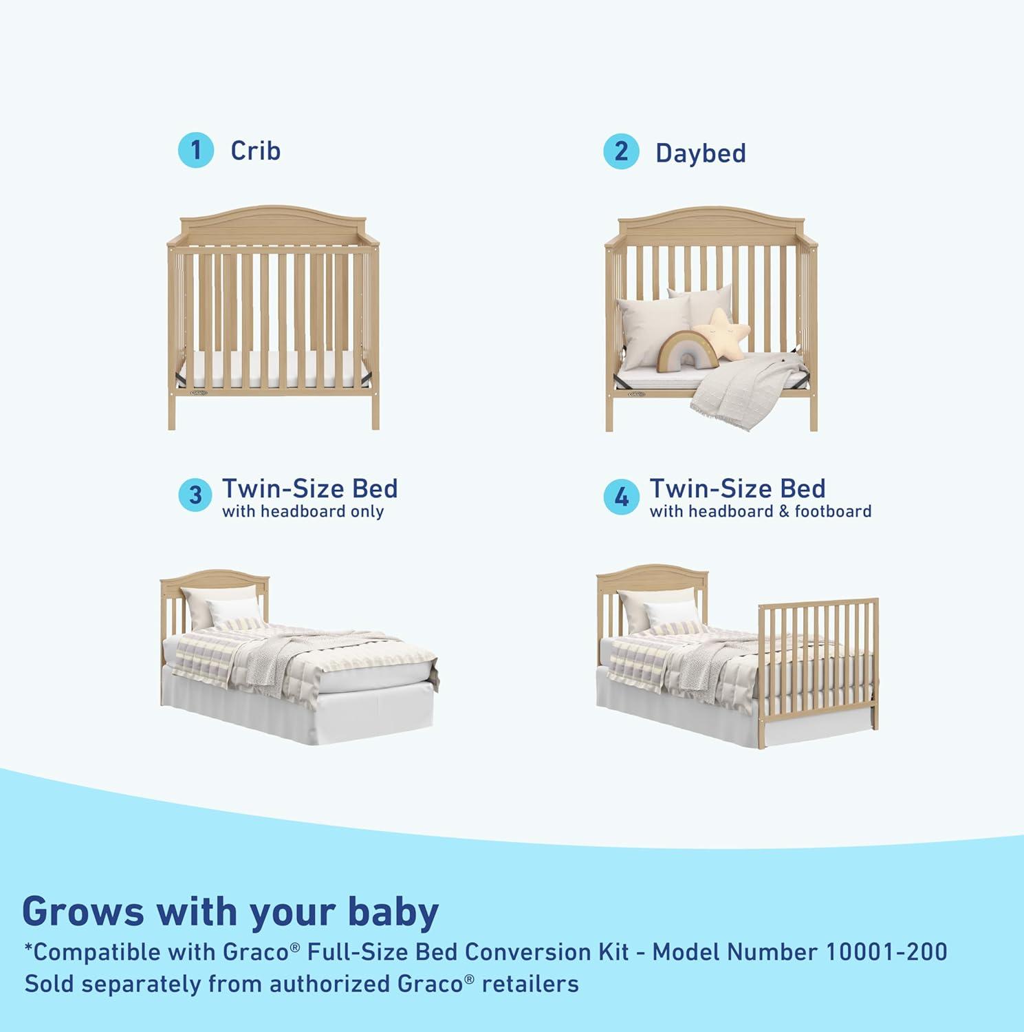 Graco Graco Stella 4-in-1 Mini Convertible Crib with Mattress
