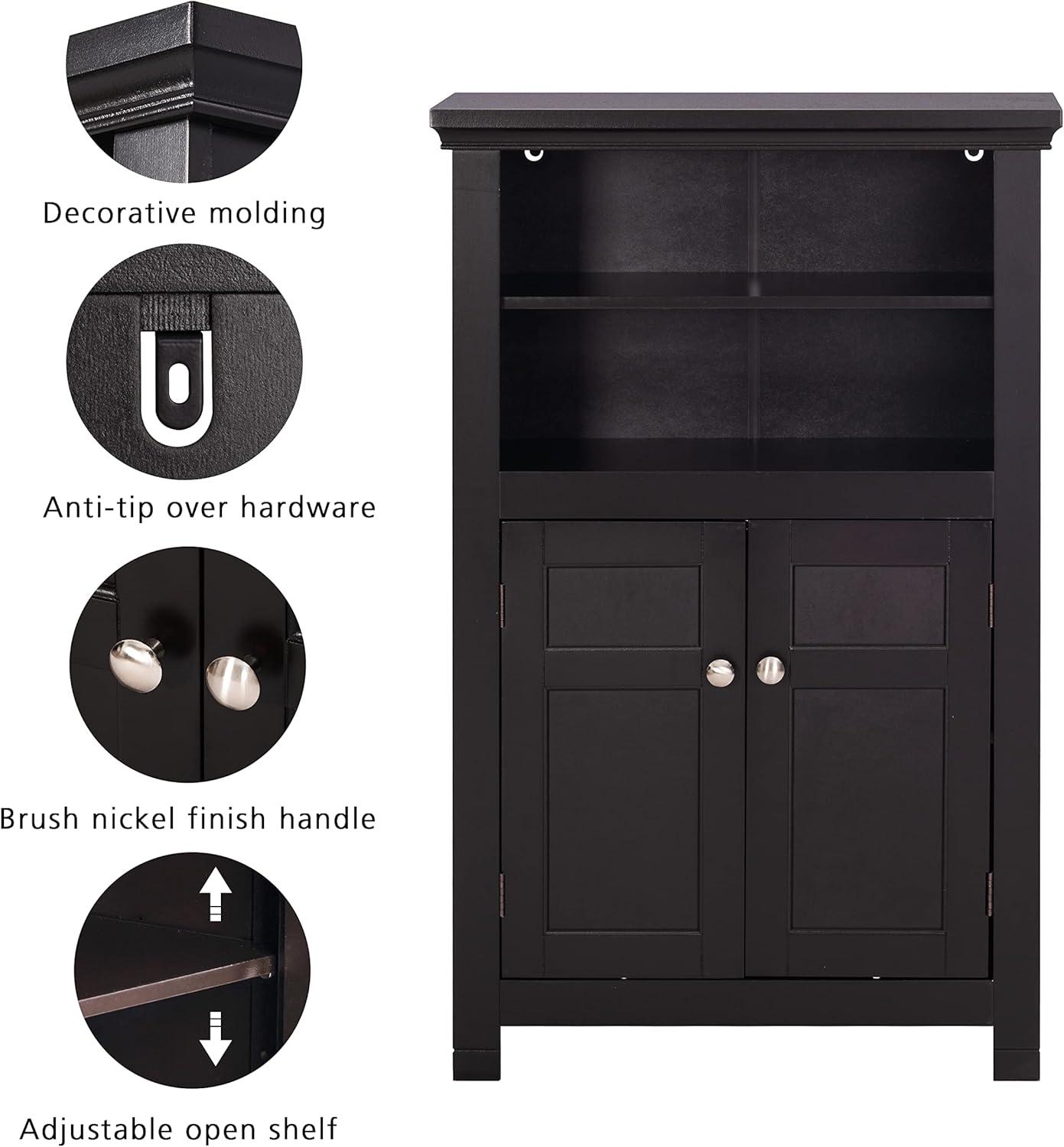 Spirich Home Freestanding Bathroom Cabinet with Doors and Adjustable Shelf, Wooden Entryway Storage Cabinet (Espresso)