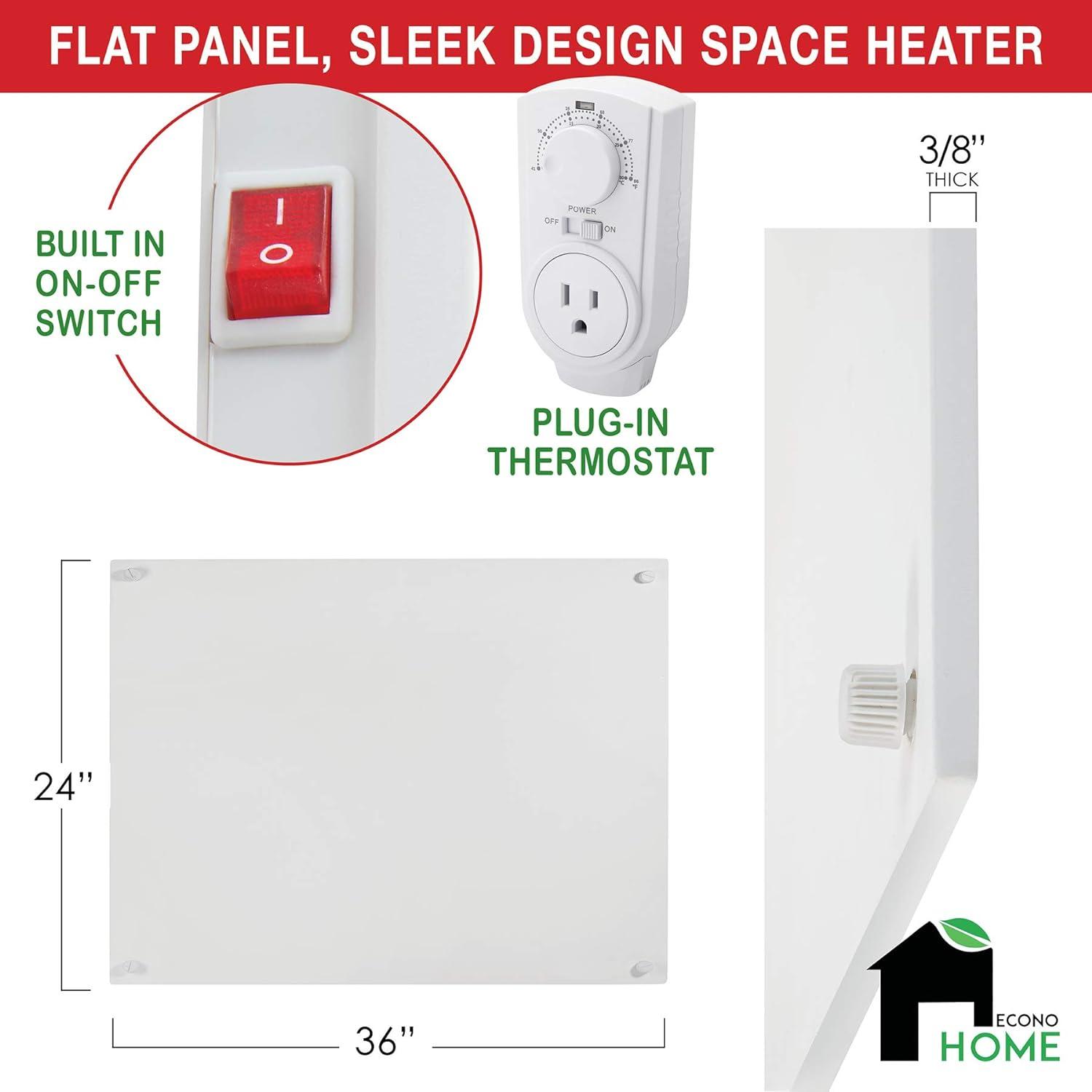 White Electric Wall Heater with Thermostat and Convection