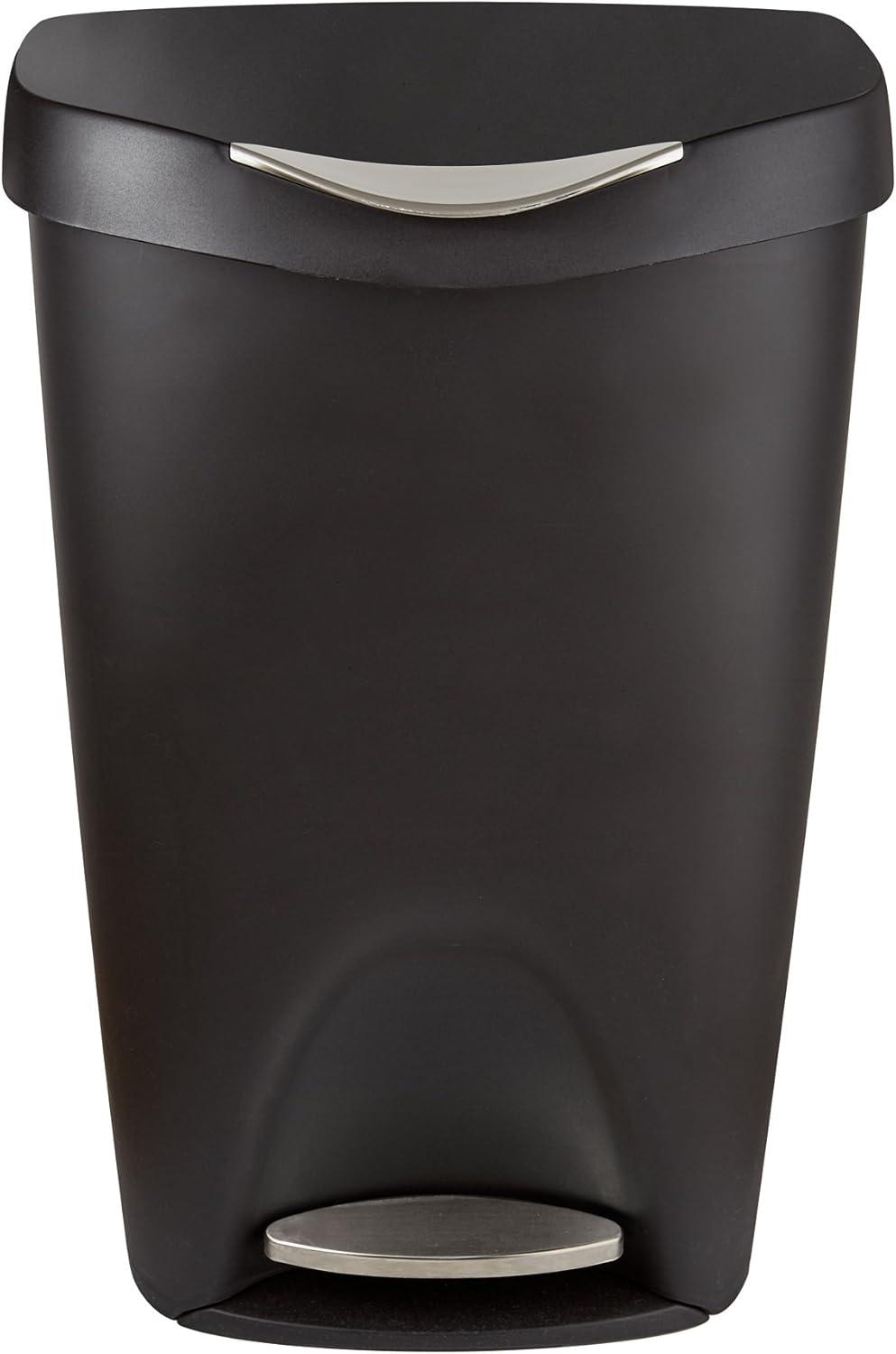 Umbra 13gal Brim Step Trash Can Black/Nickel: Kitchen Trash Can, 50 Quart, Indoor, Polypropylene, Spot Clean