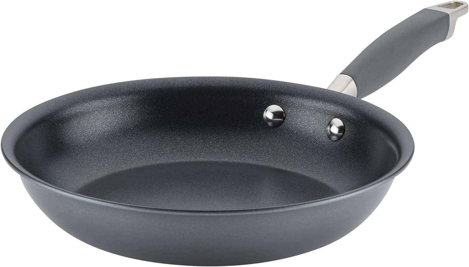 Gray Aluminum Nonstick Fry Pan with Ceramic Coating and Lid