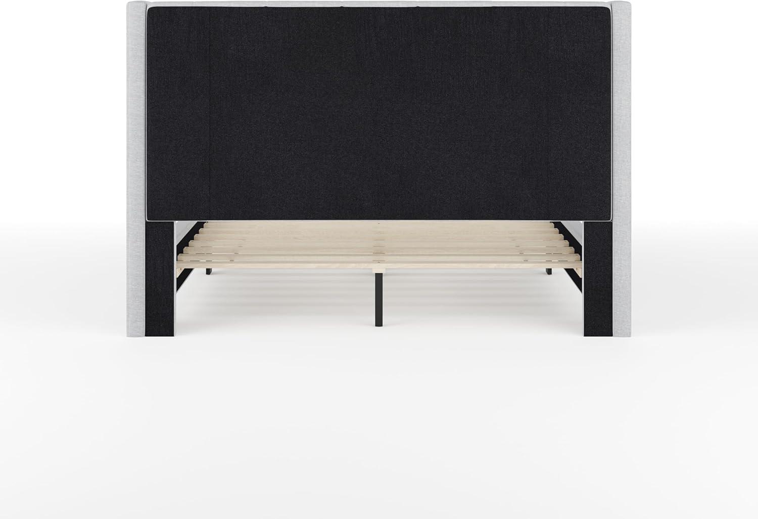 Martha Stewart Kay Upholstered Platform Bed With Channel Stitched Wingback Headboard