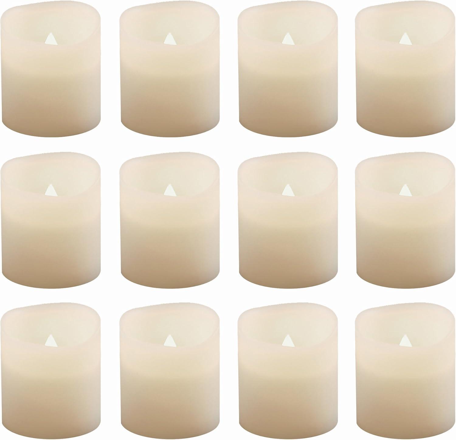 LumaBase Battery Operated LED Votive Candles - Set of 12 (Warm White)